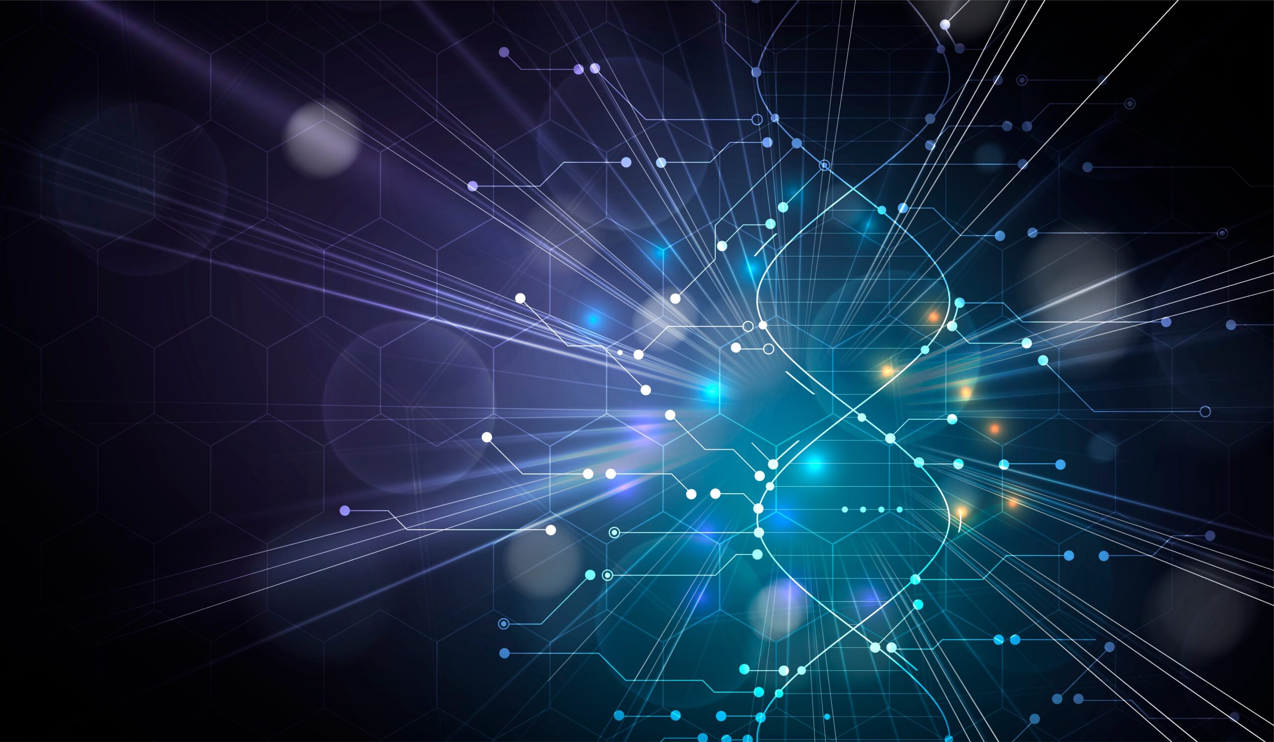 Strand of DNA composed of connected nodes.